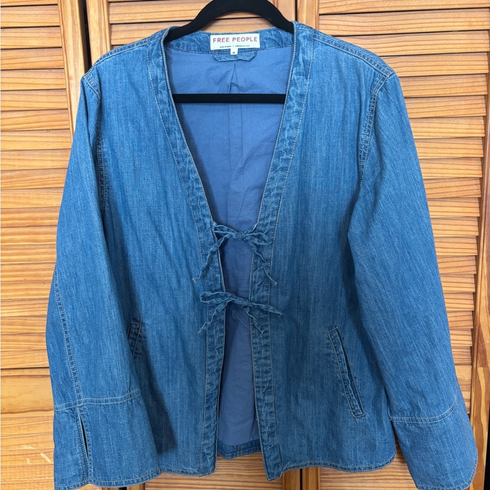 Free People Tie-Front Denim Jacket